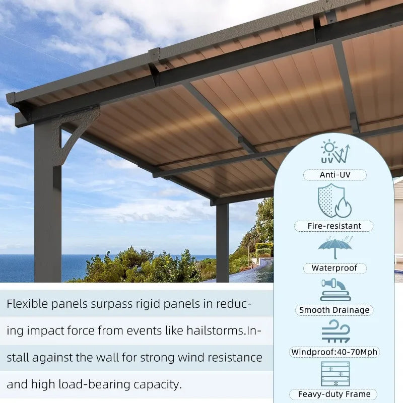 Wall-Mounted Hardtop Gazebo 20' x 8'