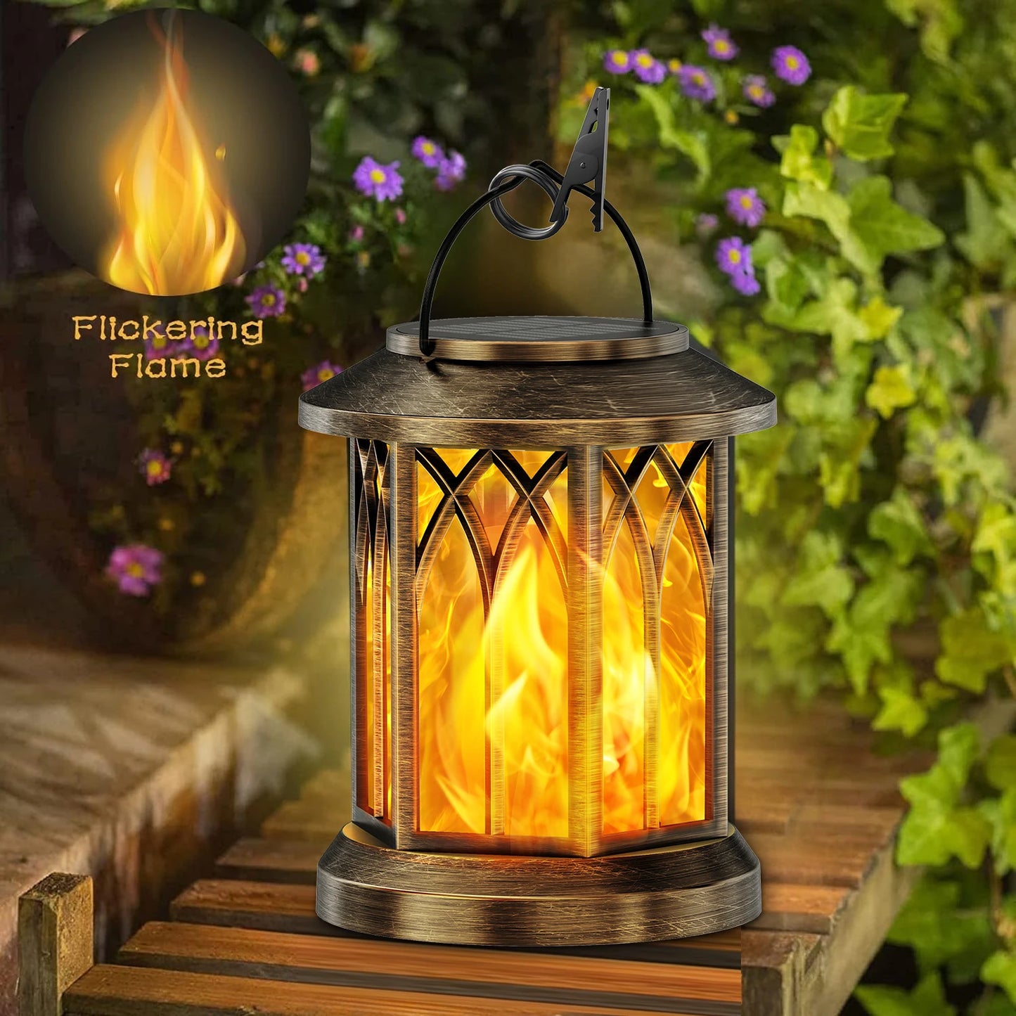 2-Pack Flickering Flame Solar Lanterns
