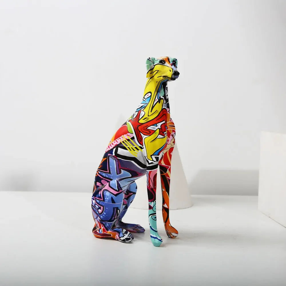 Modern Creative Painted Colorful Greyhound Decoration
