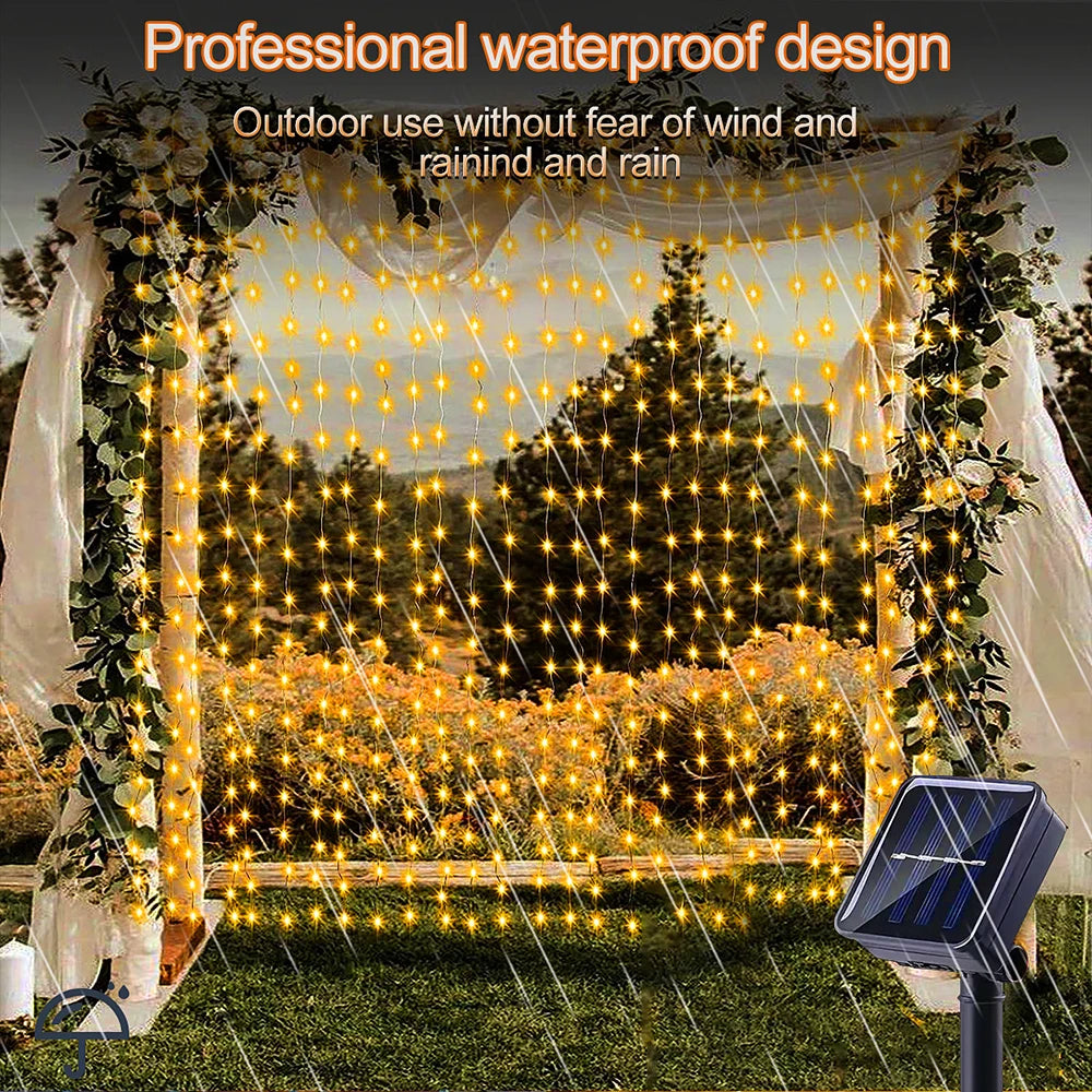 Solar Curtain String Lights with 300 LEDs