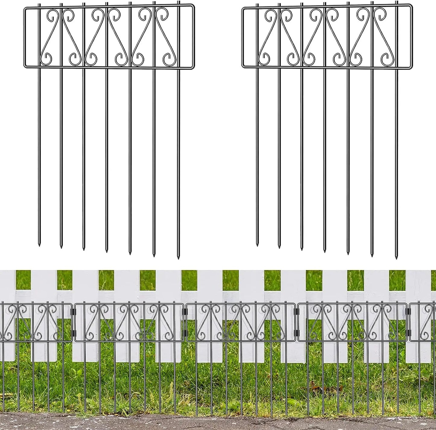 25 Pcs Animal Barrier Fence,Metal Wire Panel Border Decorative Garden Fence,Dog Rabbits Ground Stakes Bottom Fence for Outdoor