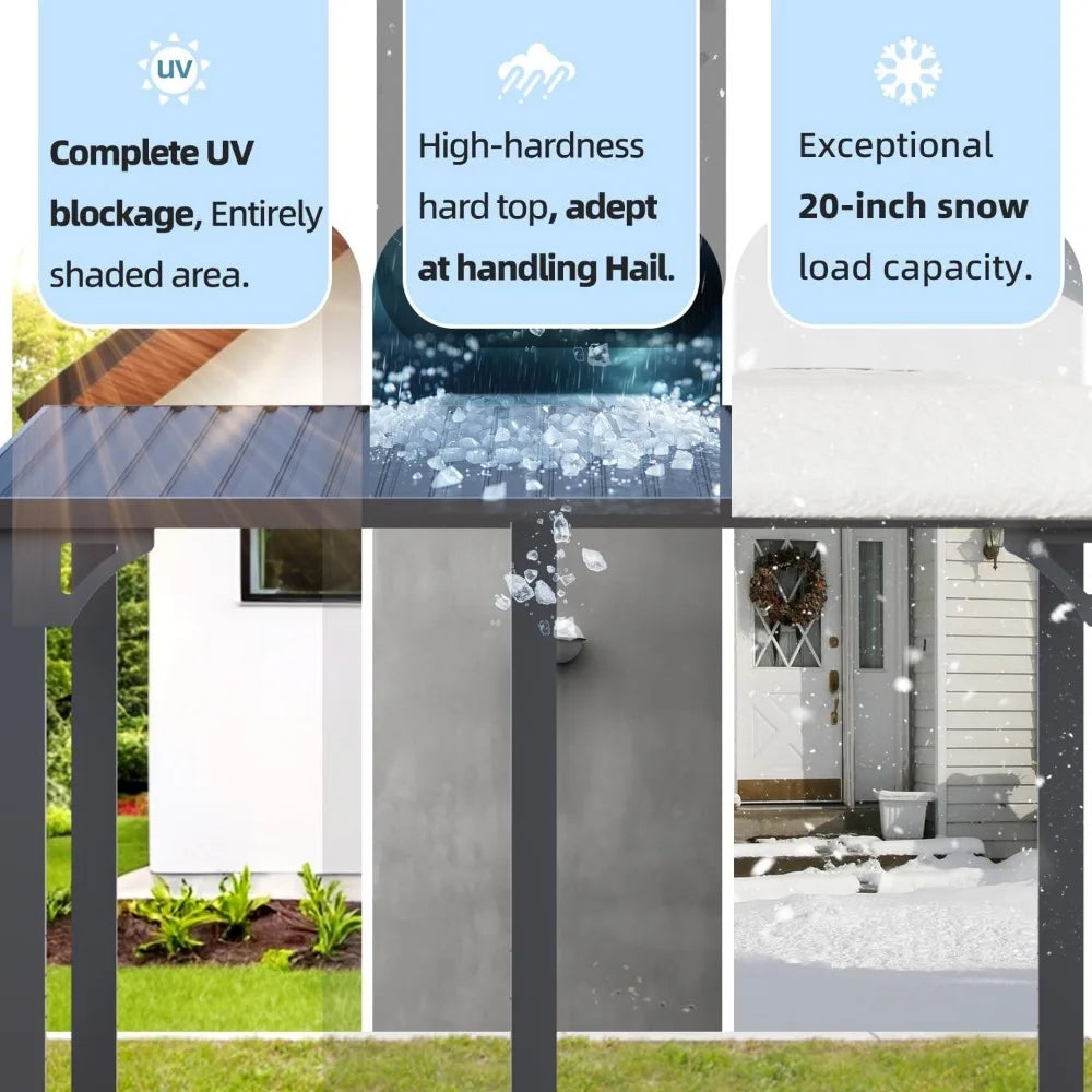 Outdoor Hardtop Pavilion with Wall-Mounted Sunshade