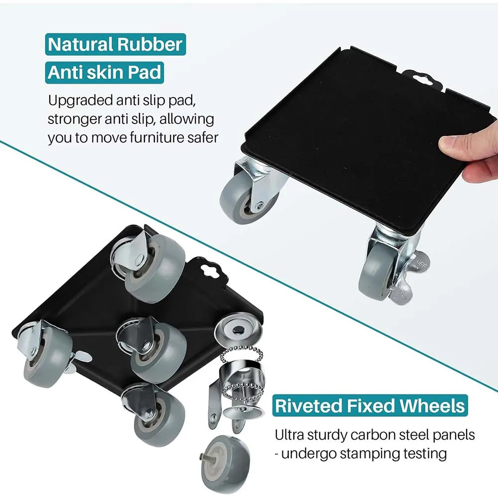 Heavy Duty Furniture Dolly with 5-Wheel Design and Brake