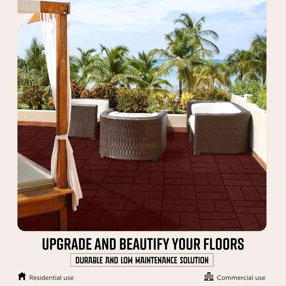 Rubber Interlocking Brick Tiles Set