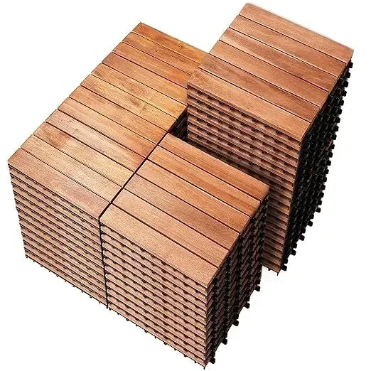 Garden Flooring, Solid Acacia Wood Interlocking Terrace Decking
