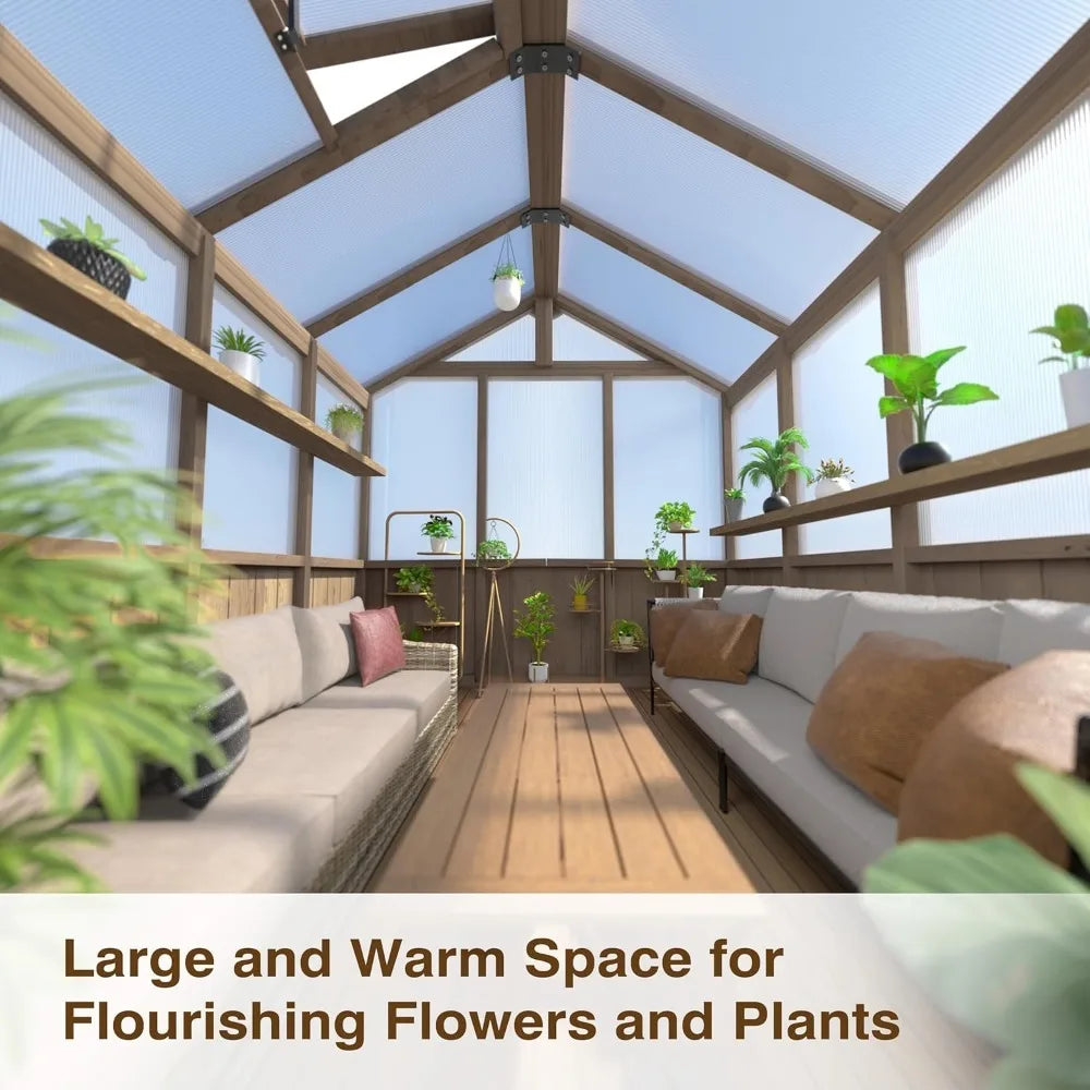 6 X 8 Ft Wooden Polycarbonate Greenhouse