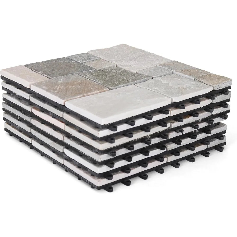 Slate Stone Interlocking Deck Tile Set