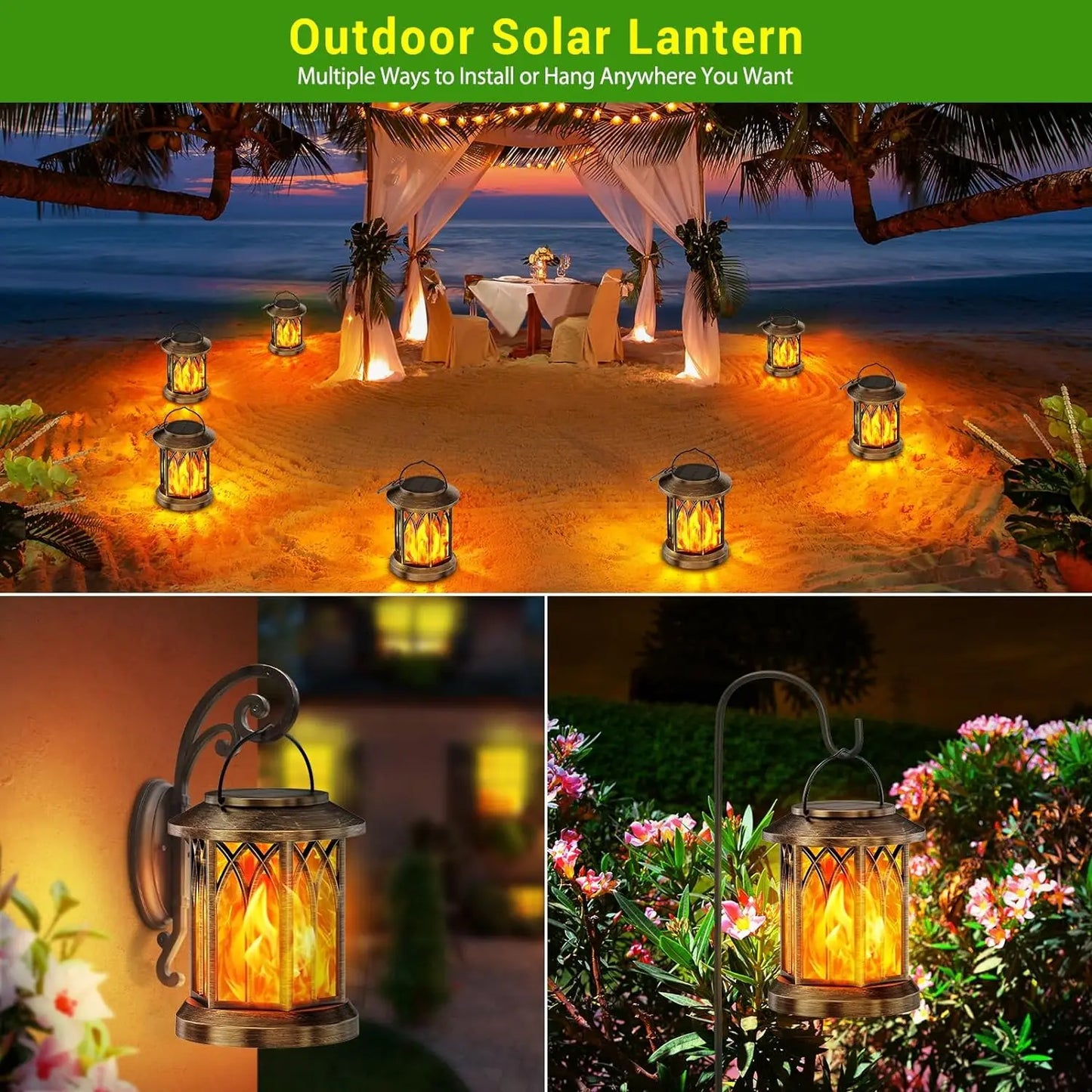 2-Pack Flickering Flame Solar Lanterns
