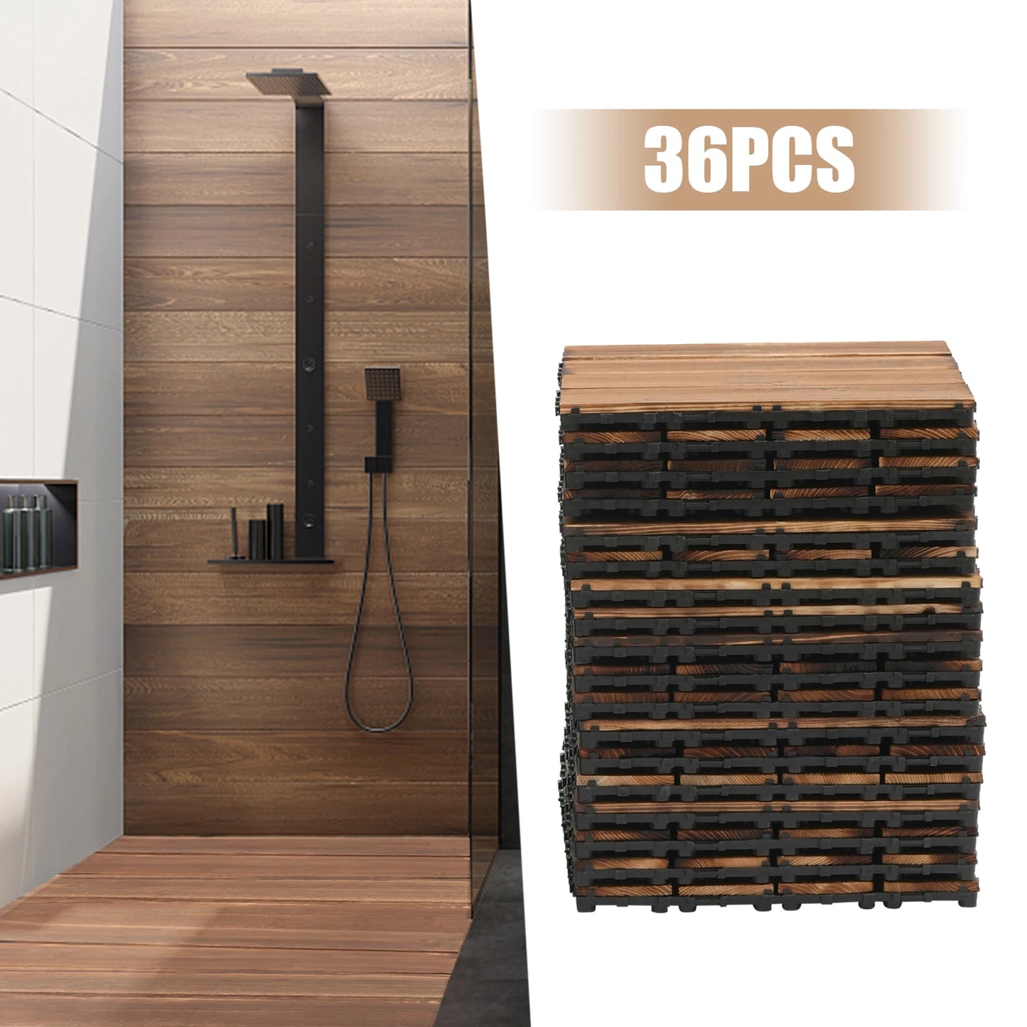 Patio Interlocking Wood Floor Tiles Set