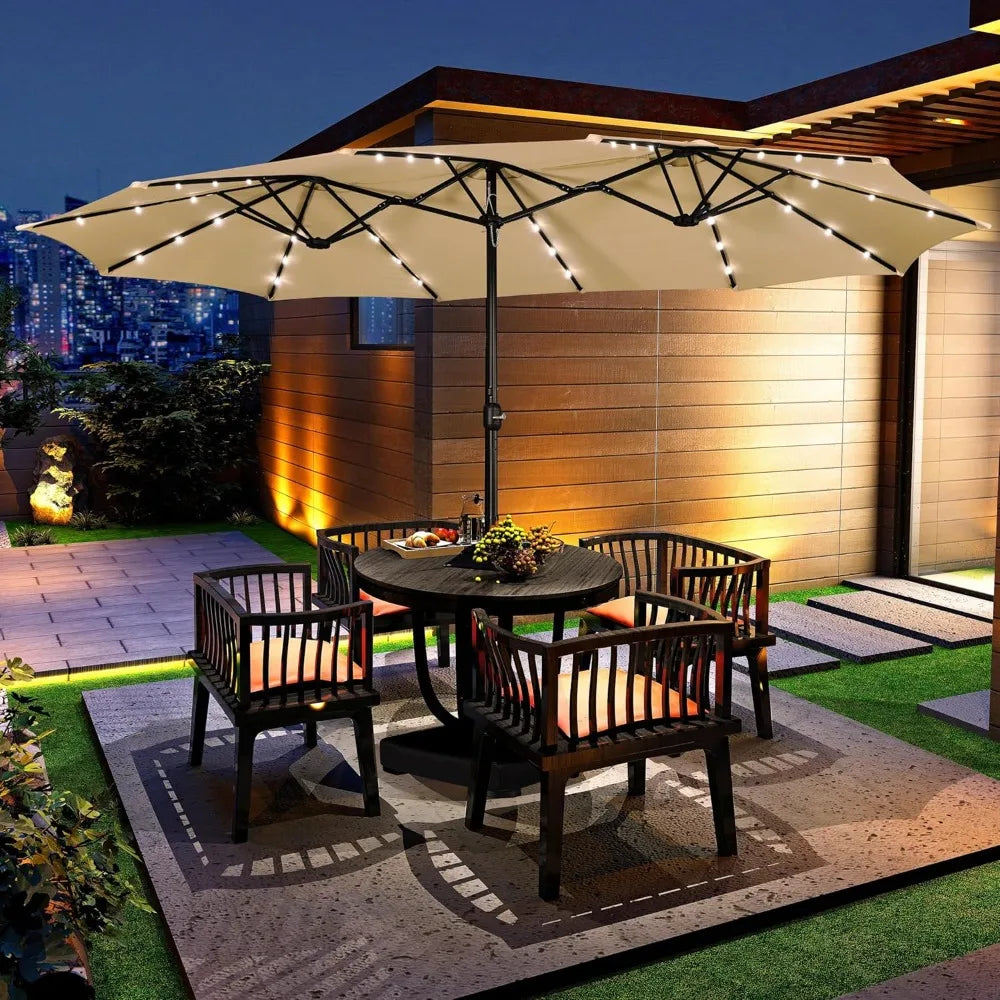 Large Patio Umbrella with Solar LED Lights