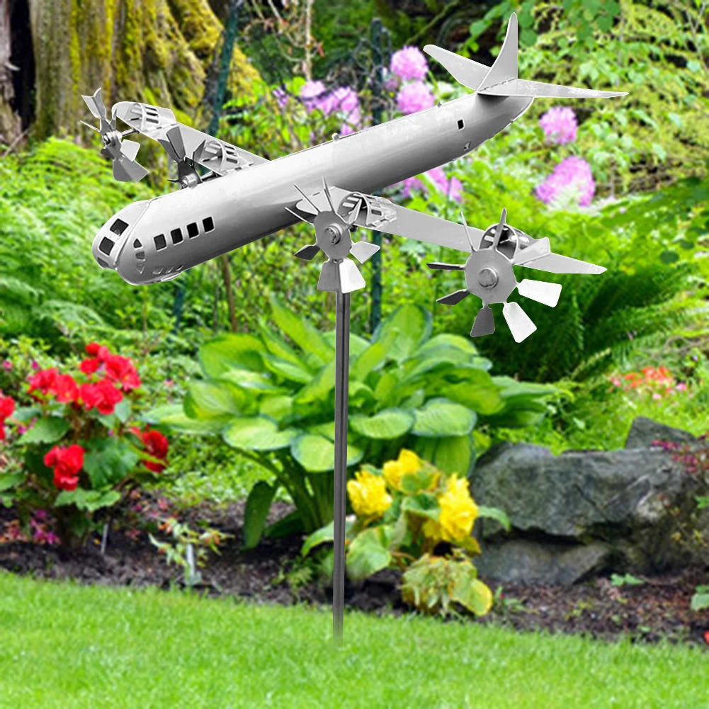 Metal Airplane Windmill Iron Aircraft Wind Spinners