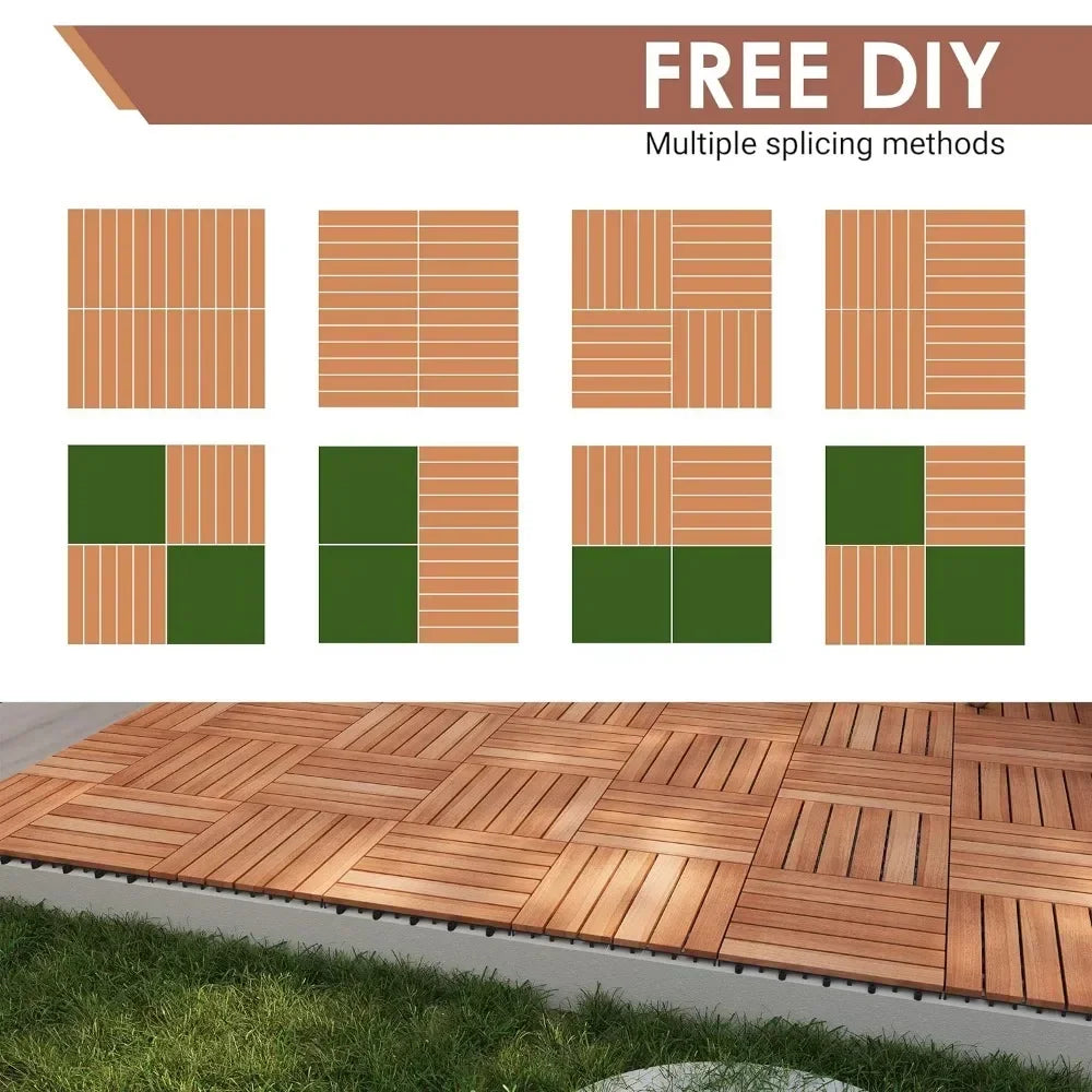 Garden Flooring, Solid Acacia Wood Interlocking Terrace Decking
