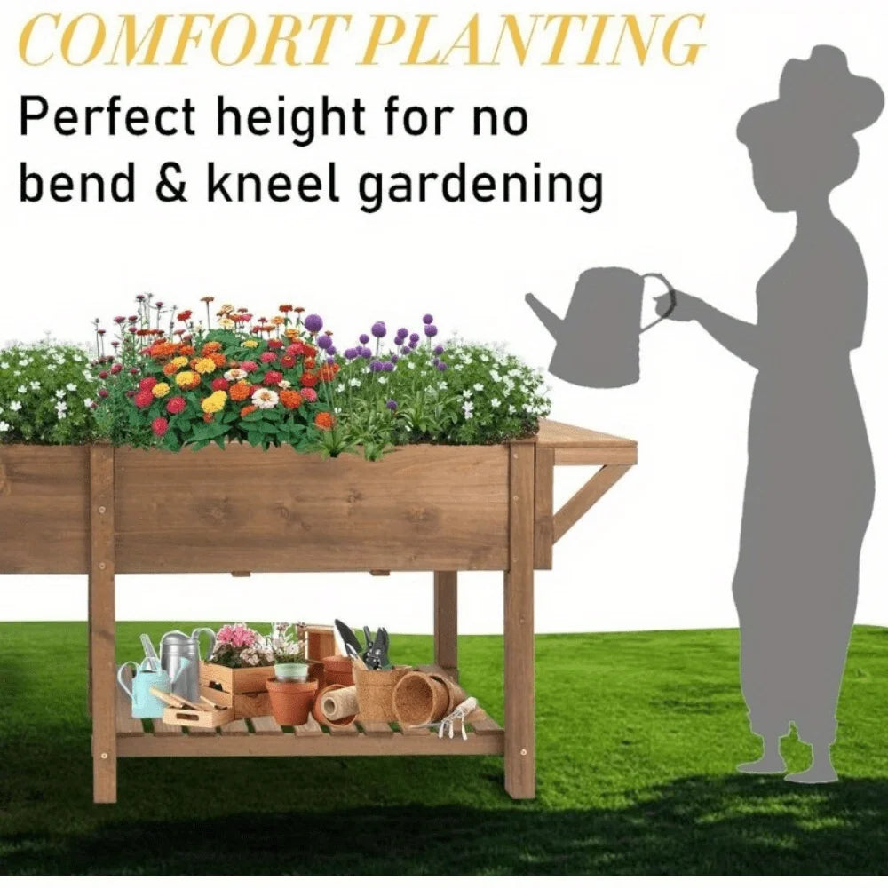 Raised Garden Bed Outdoor Wooden Elevated Garden Box