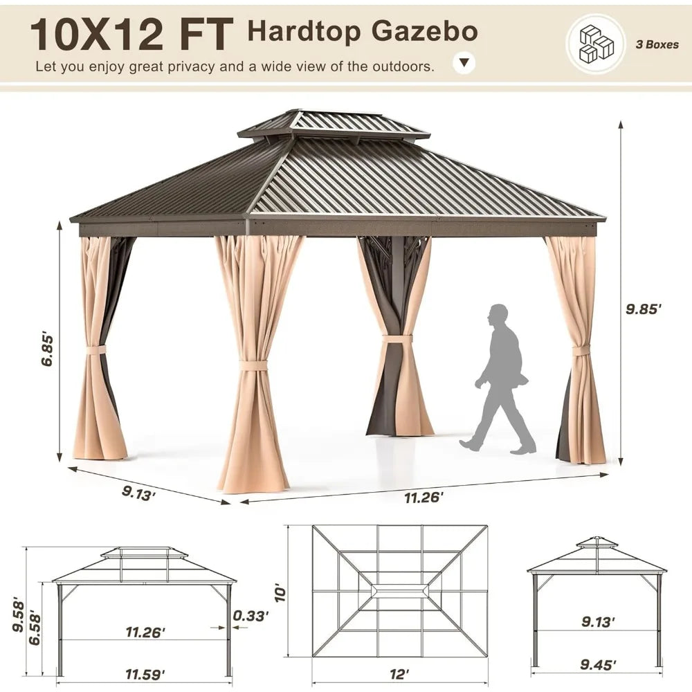 10x12 Gazebo with Galvanized Steel Roof & Aluminum Frame