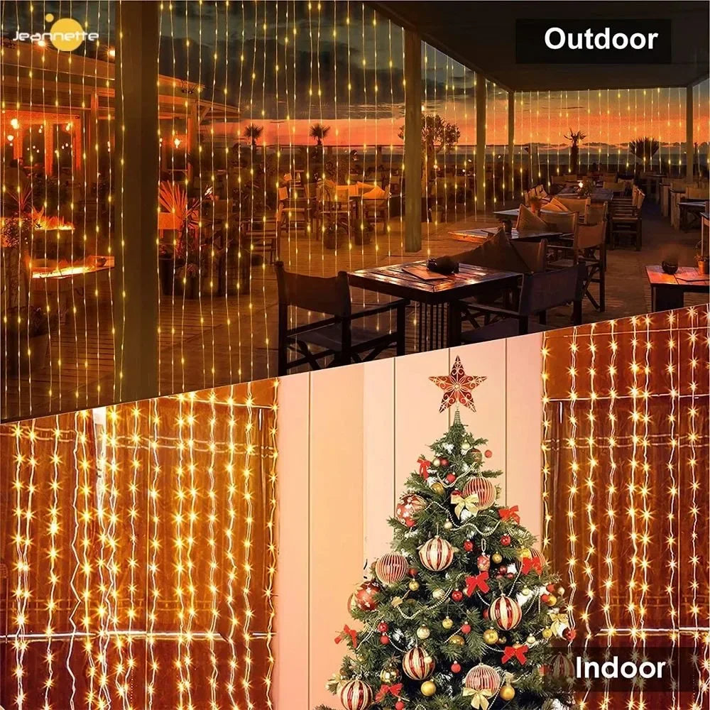 Solar Curtain String Lights with 300 LEDs