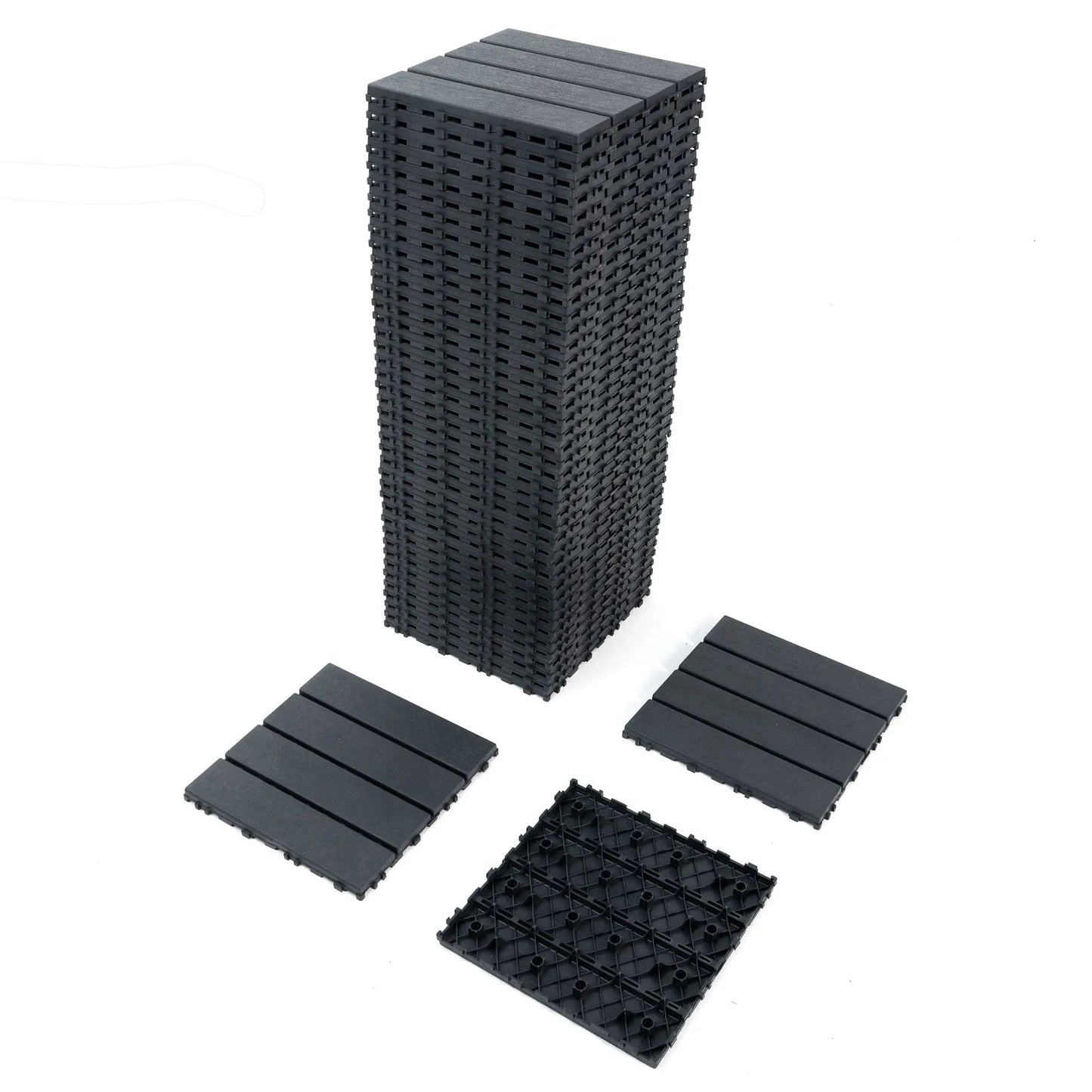 Wood Grain Interlocking Deck Tile Set