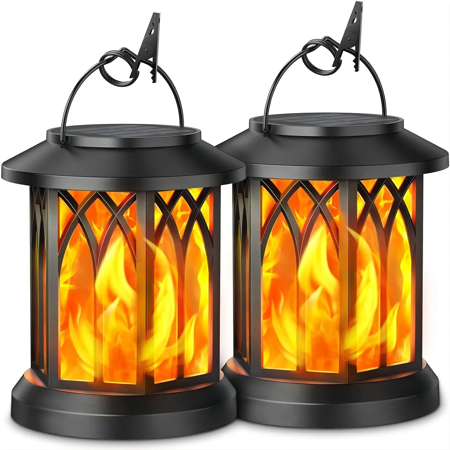 2-Pack Flickering Flame Solar Lanterns