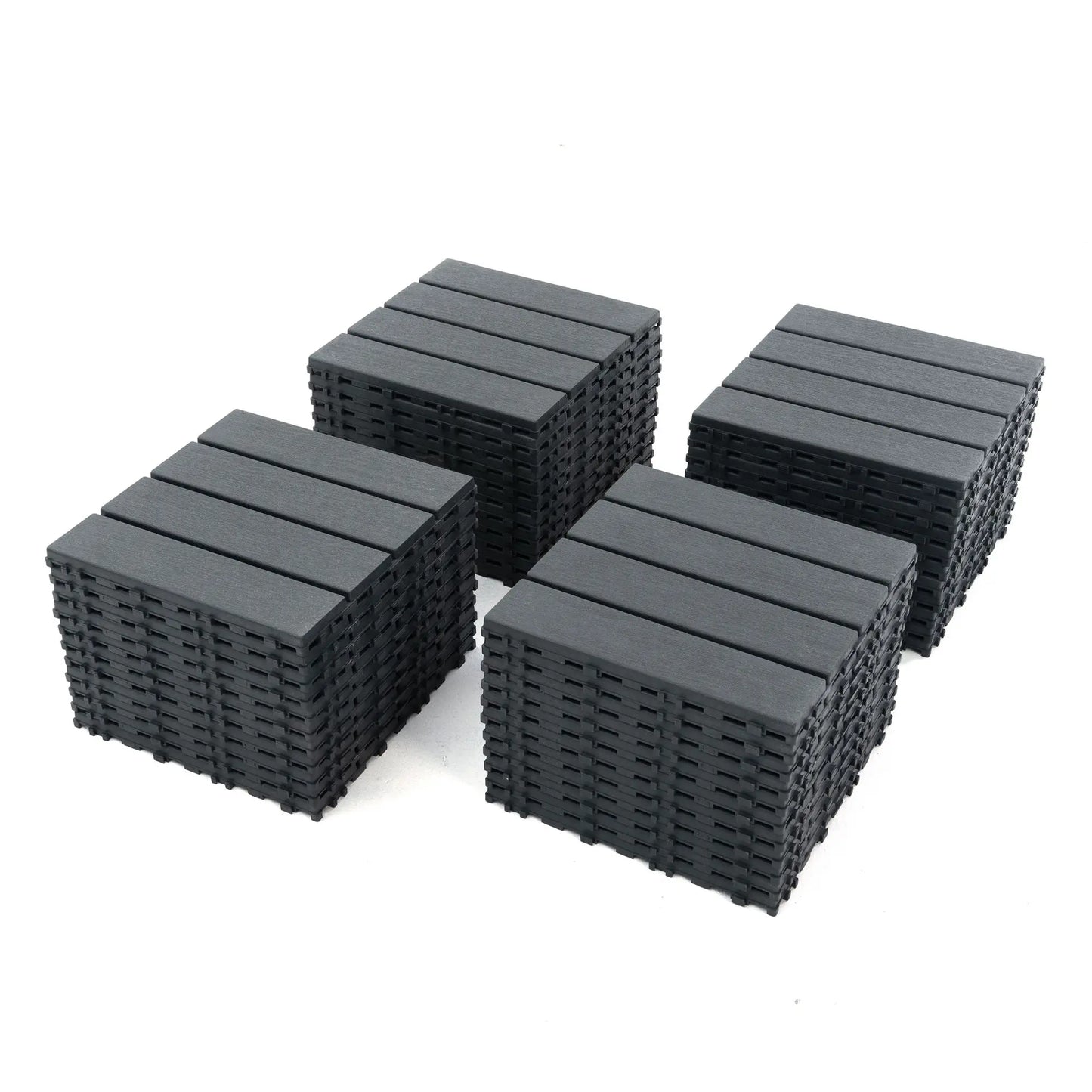 Wood Grain Interlocking Deck Tile Set