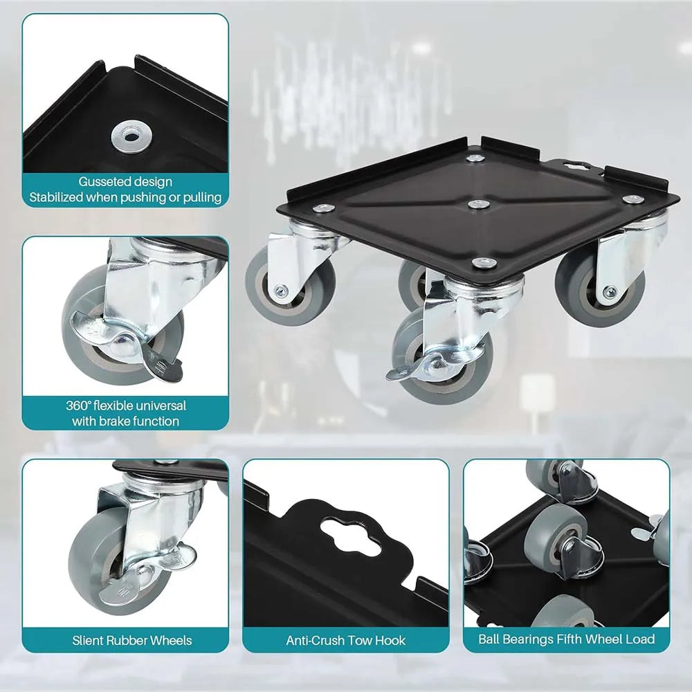 Heavy Duty Furniture Dolly with 5-Wheel Design and Brake