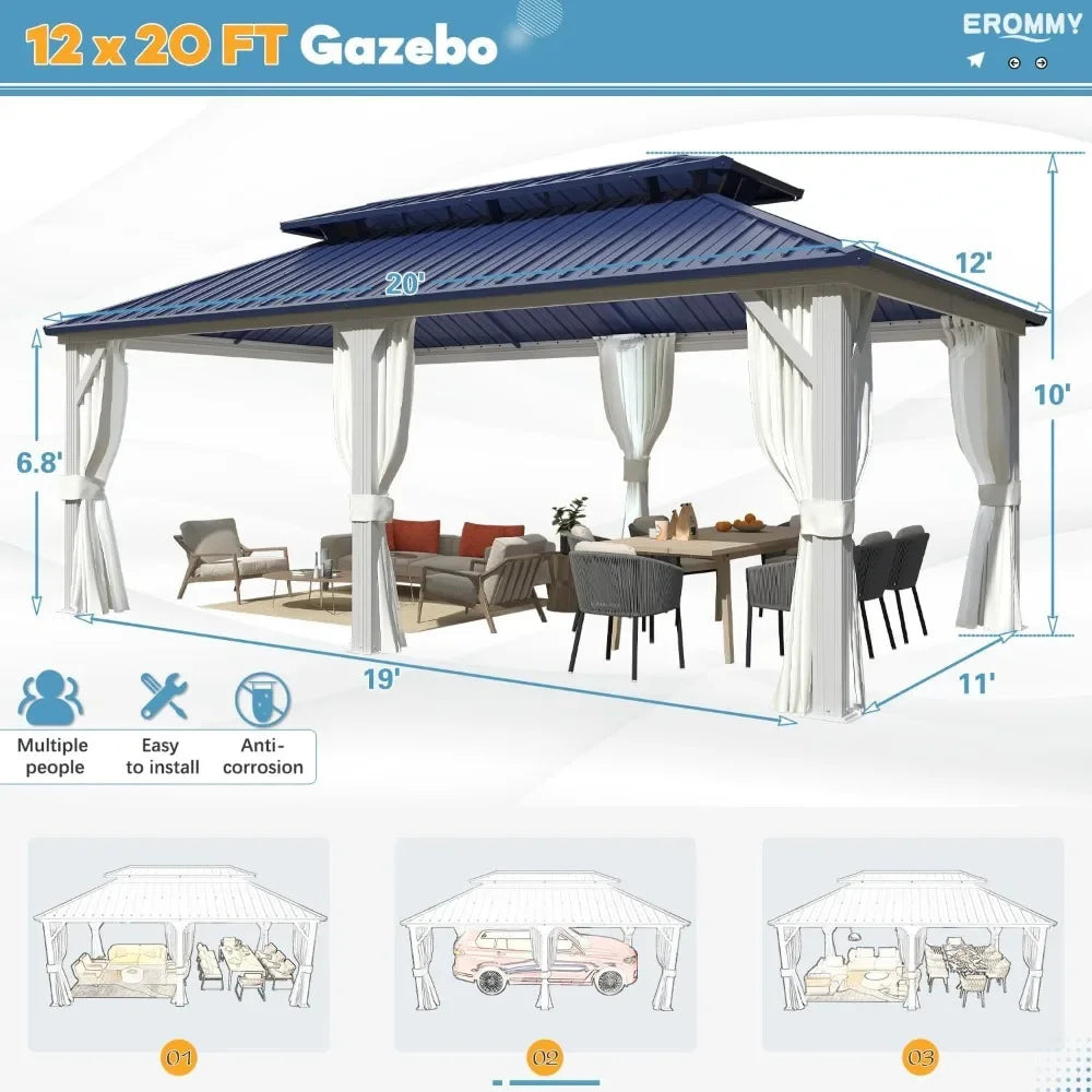 12'x20 'galvanized steel double top metal pavilion