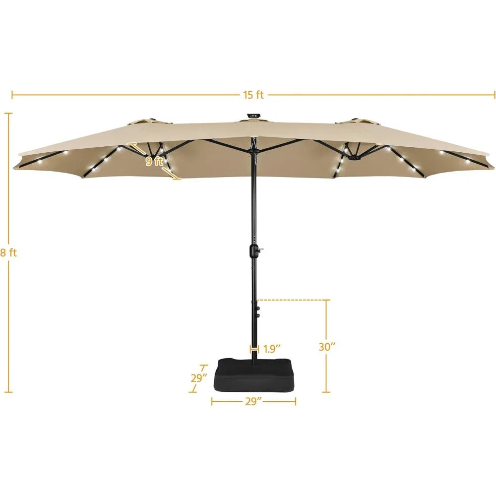 Large Patio Umbrella with Solar LED Lights