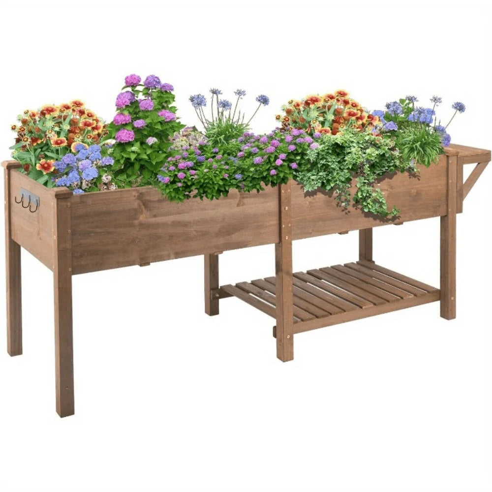 Raised Garden Bed Outdoor Wooden Elevated Garden Box