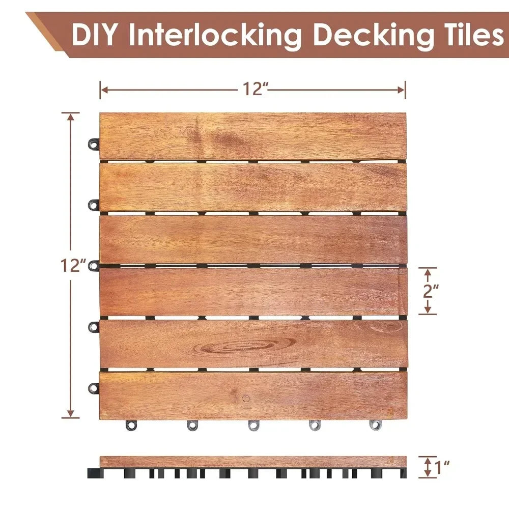 Garden Flooring, Solid Acacia Wood Interlocking Terrace Decking