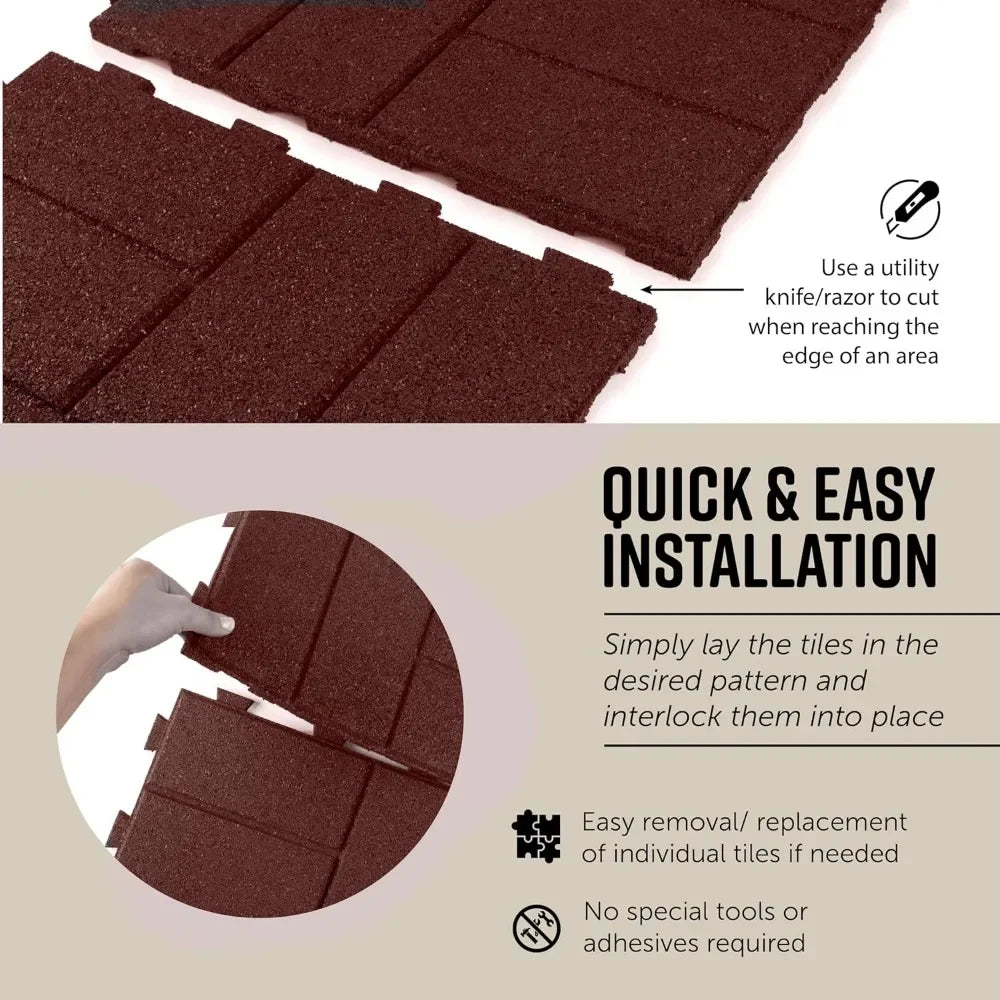 Rubber Interlocking Brick Tiles Set