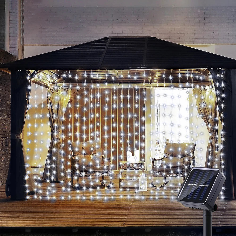 Solar Curtain String Lights with 300 LEDs