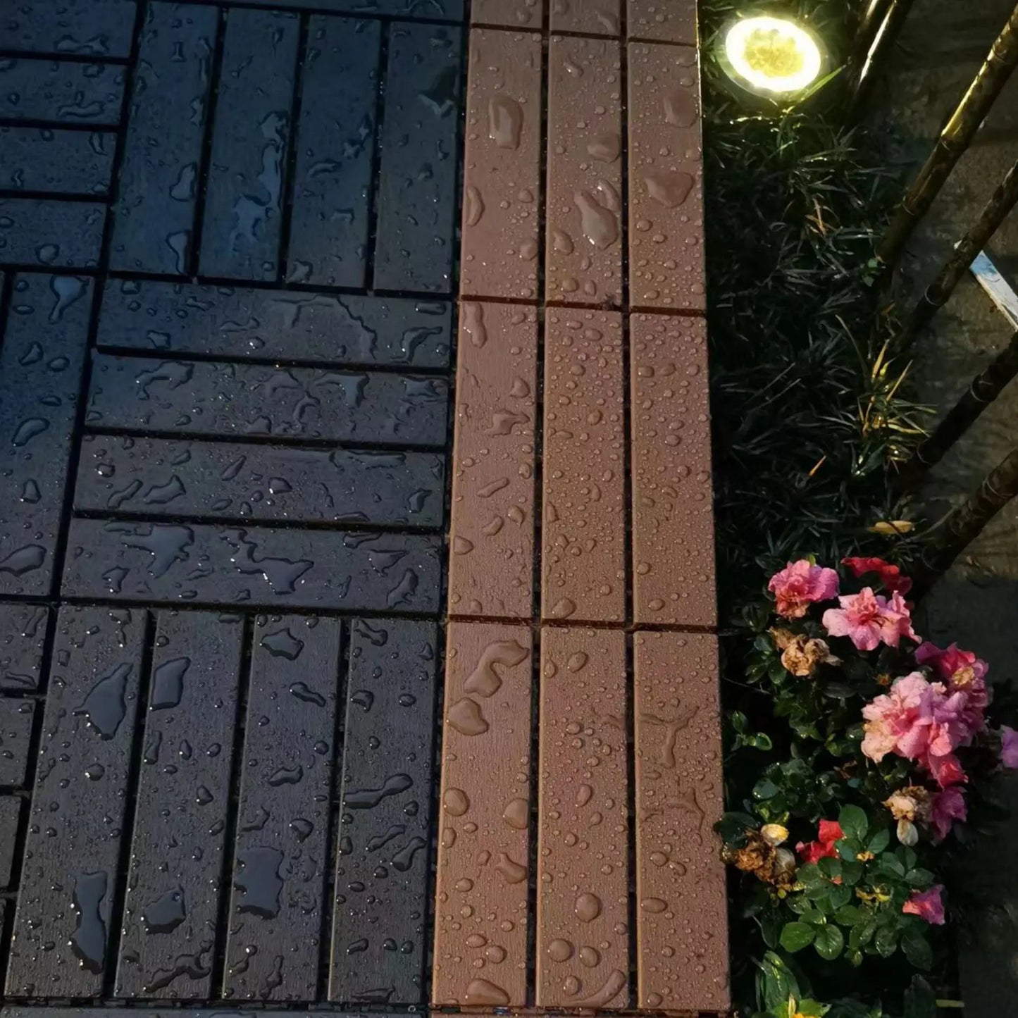 Wood Grain Interlocking Deck Tile Set
