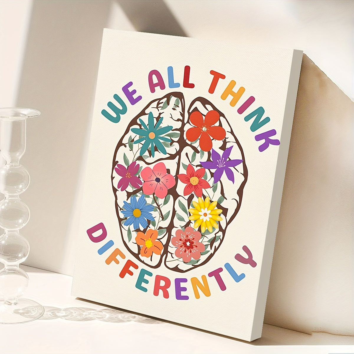 Neurodiversity Floral Brain Canvas Wall Art