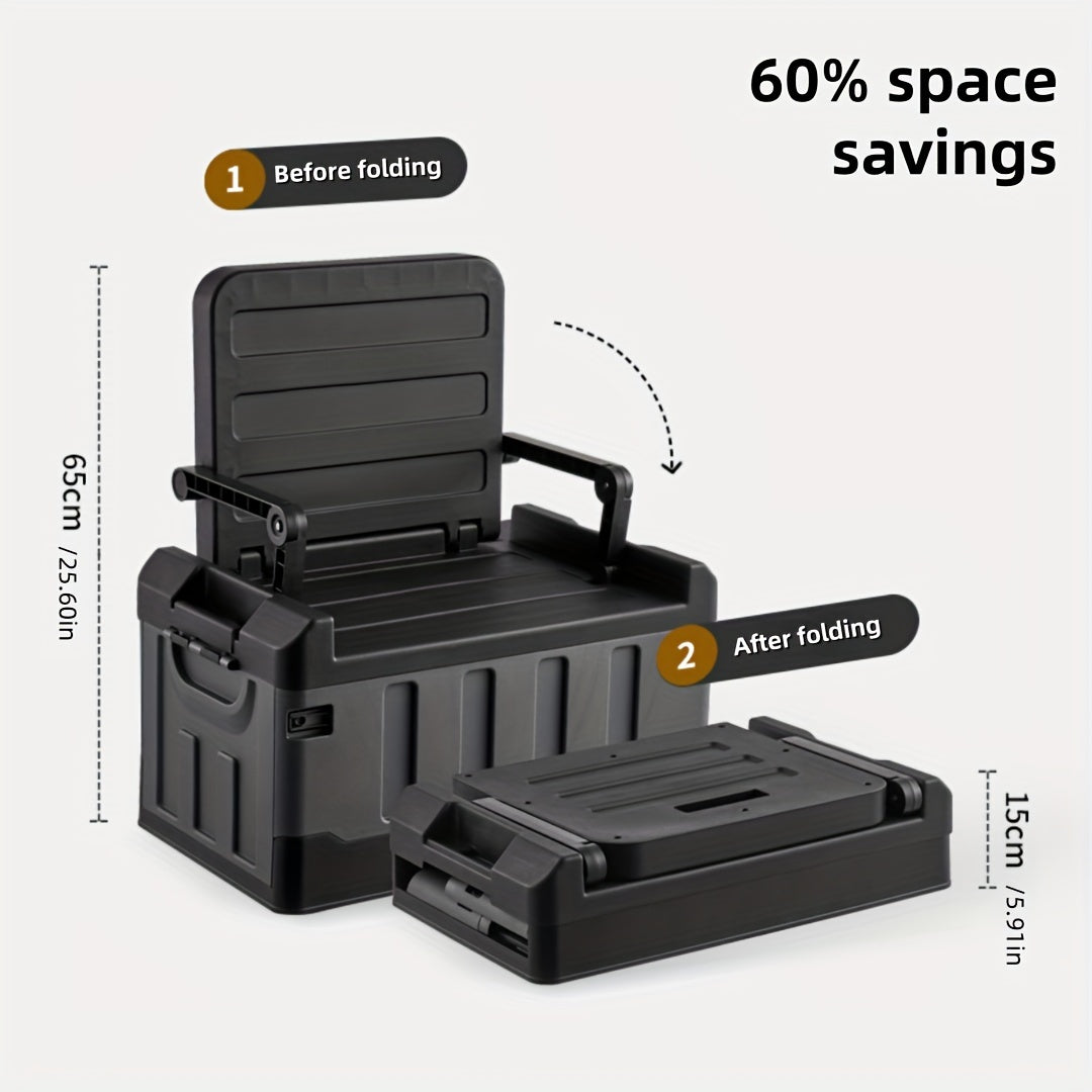 Folding Storage Stool with Backrest