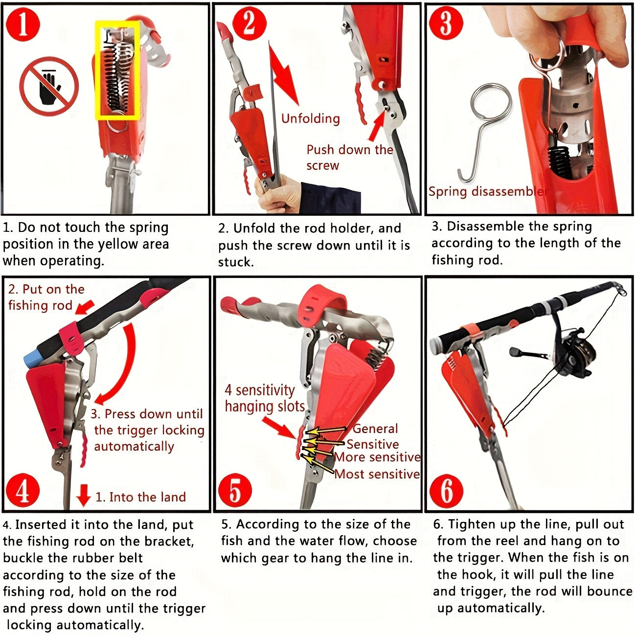Automatic Fishing Rod Holder with Spring-Loaded Hook