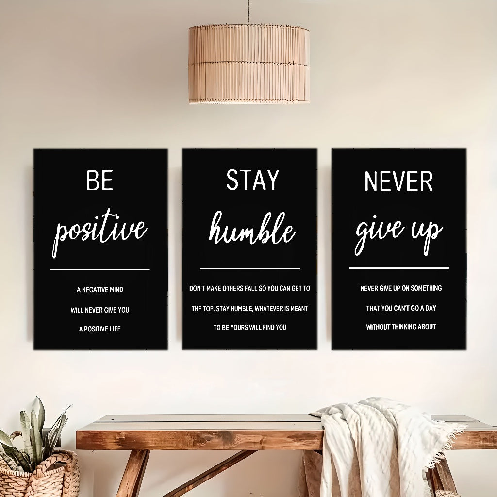 3-Piece Framed Inspirational Quotes Canvas Wall Art