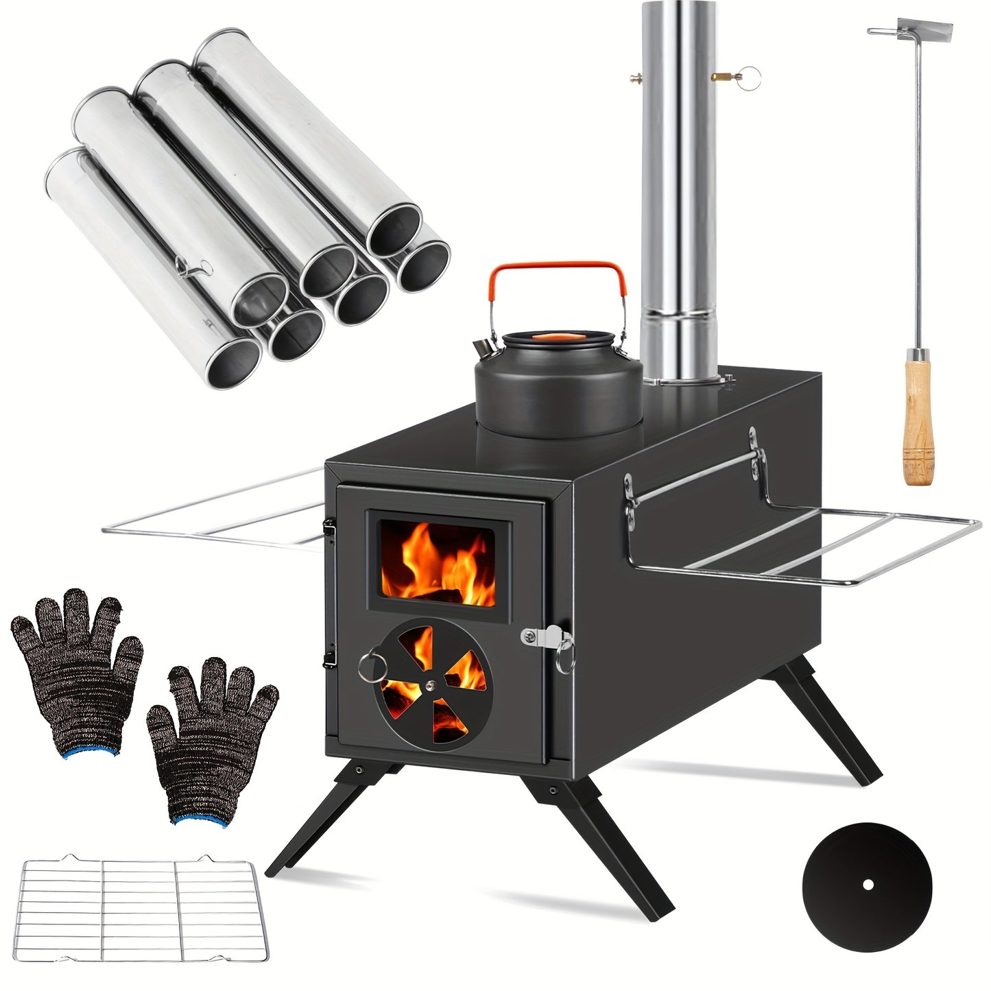 Portable Camping Stove with Chimney Pipe