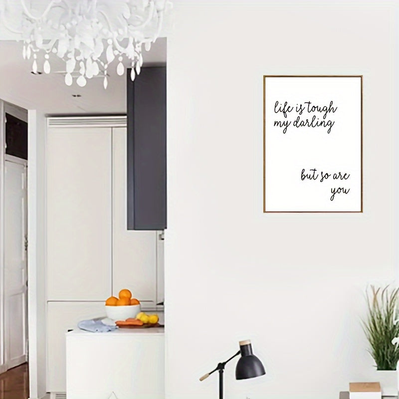 "Life Is Tough" Inspirational Typography Canvas Wall Art