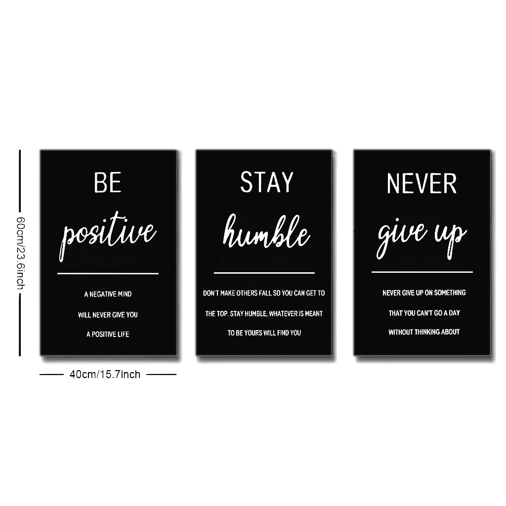 3-Piece Framed Inspirational Quotes Canvas Wall Art