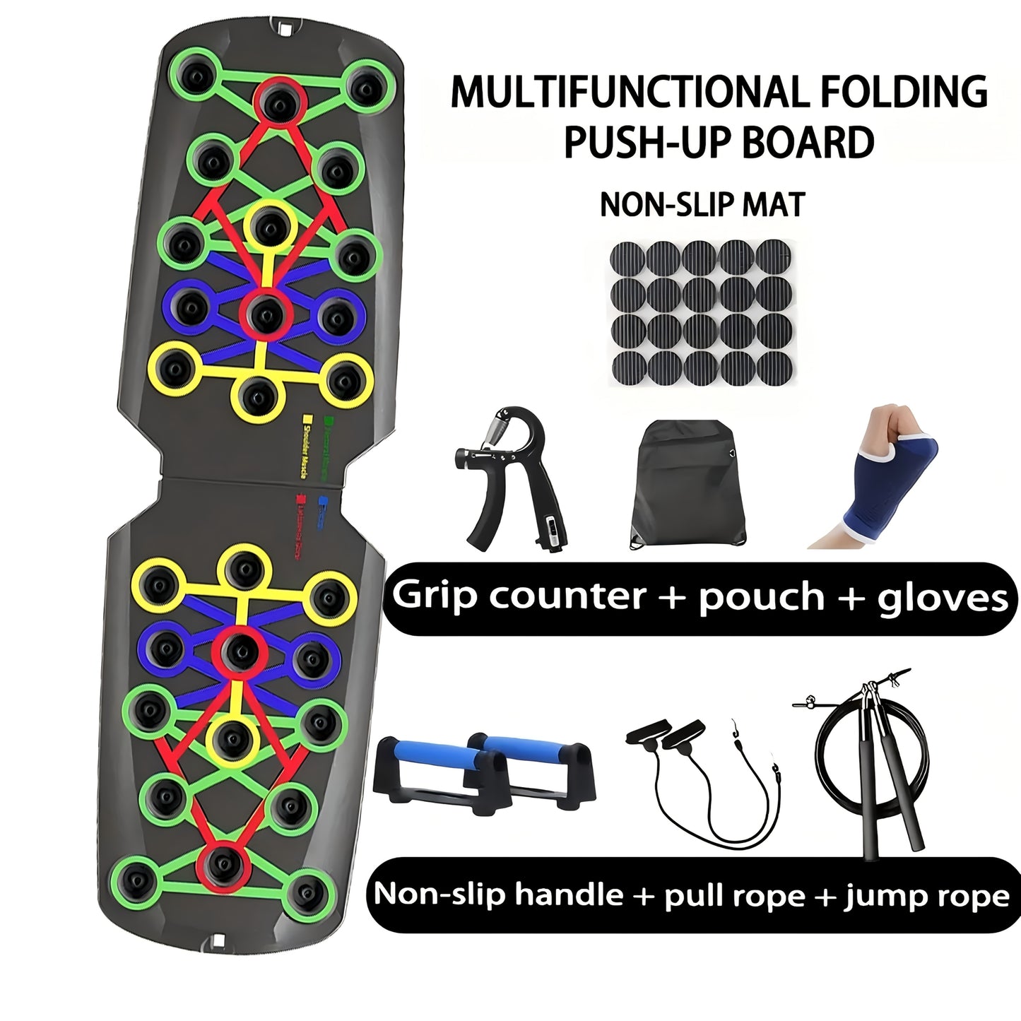 1pc Foldable Push-Up Board with 28 Colorful Holes -