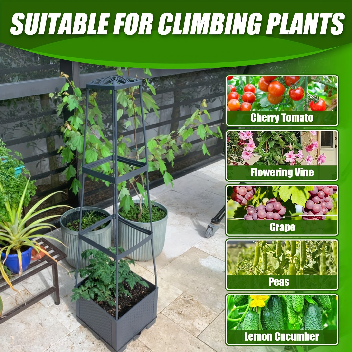 Tomato Planter Box with Trellis 2 Pack