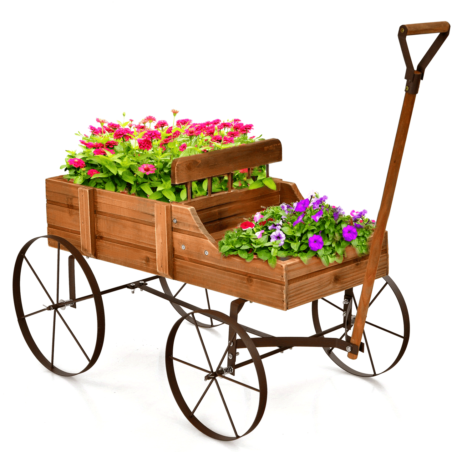 Gymax Wooden Garden Flower Planter Wagon