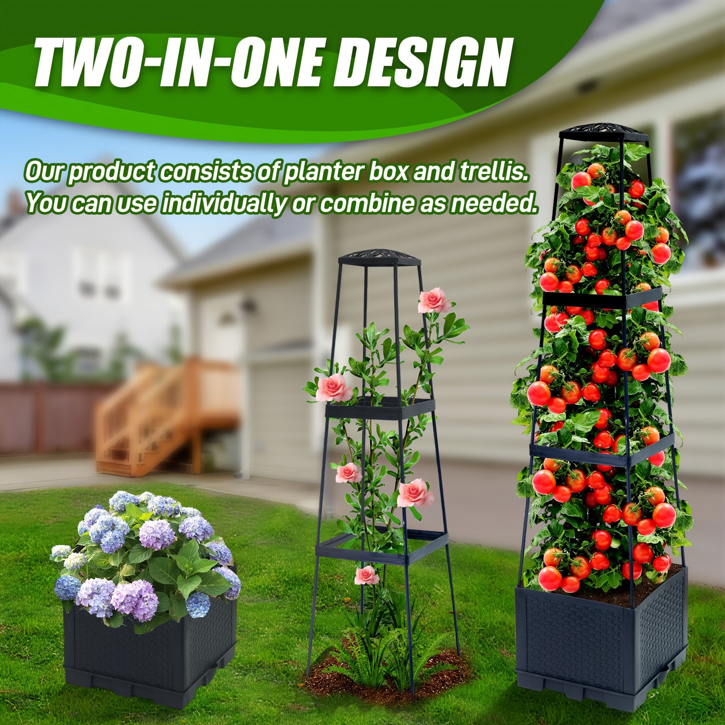Tomato Planter Box with Trellis 2 Pack