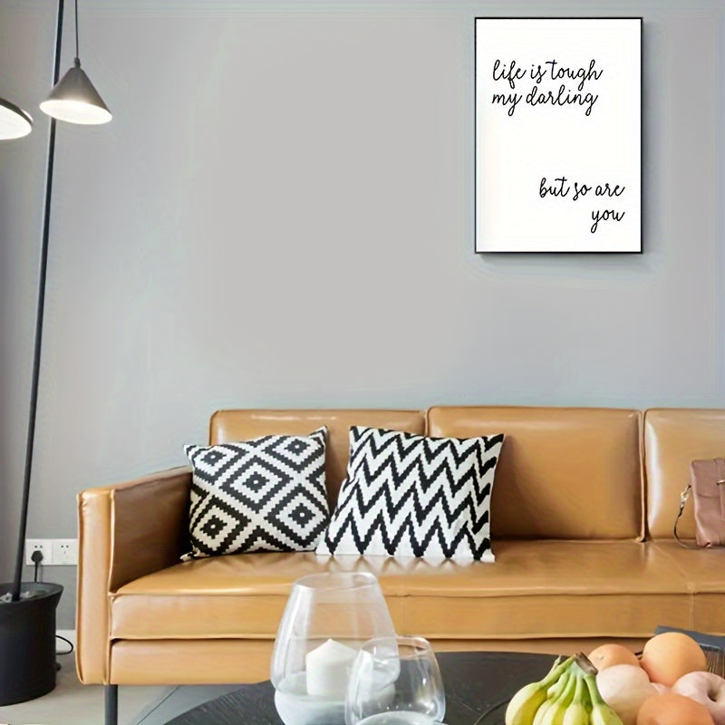 "Life Is Tough" Inspirational Typography Canvas Wall Art