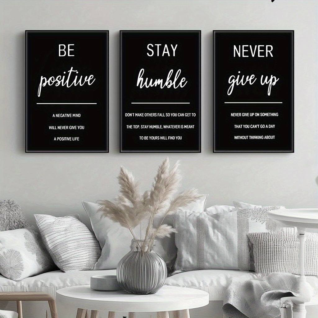 3-Piece Framed Inspirational Quotes Canvas Wall Art