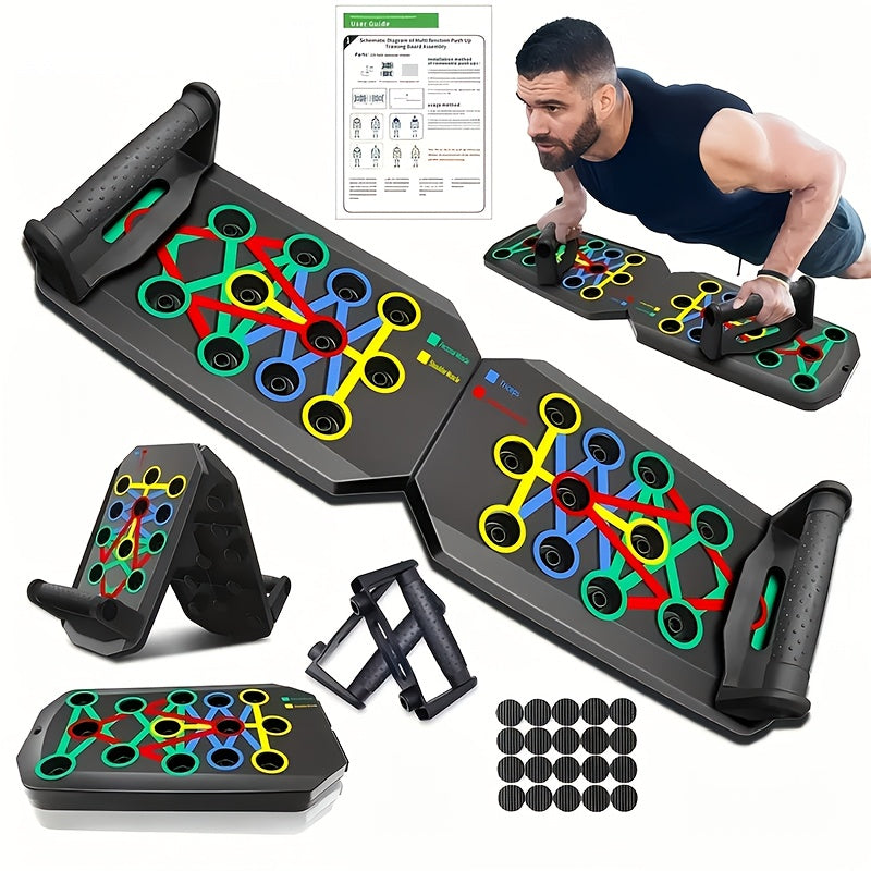 1pc Foldable Push-Up Board with 28 Colorful Holes -