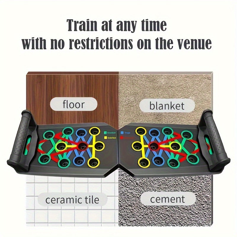 1pc Foldable Push-Up Board with 28 Colorful Holes -