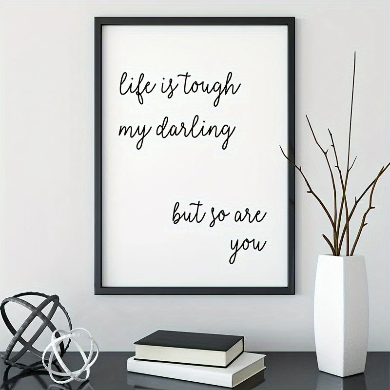 "Life Is Tough" Inspirational Typography Canvas Wall Art