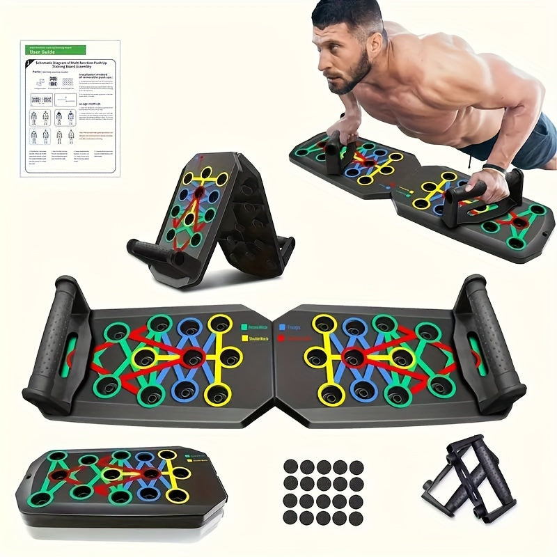 1pc Foldable Push-Up Board with 28 Colorful Holes -