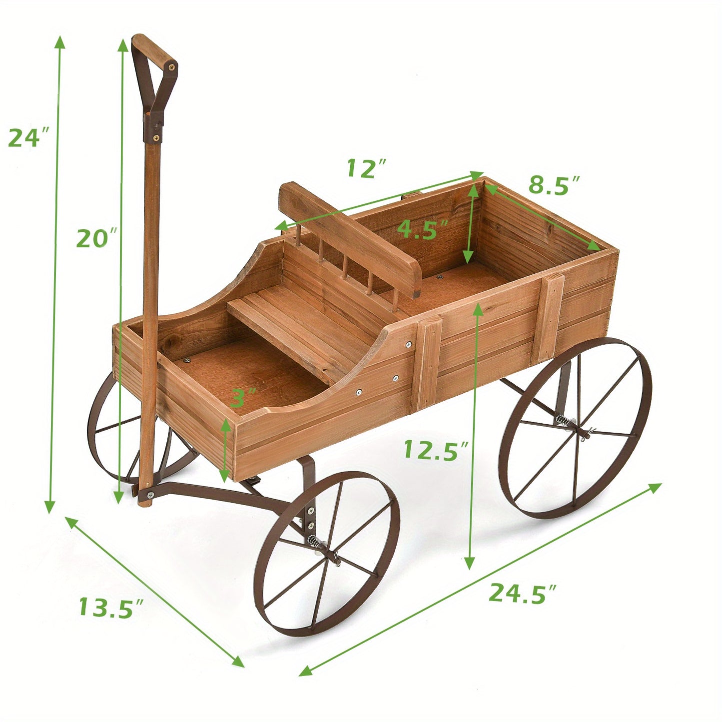 Gymax Wooden Garden Flower Planter Wagon
