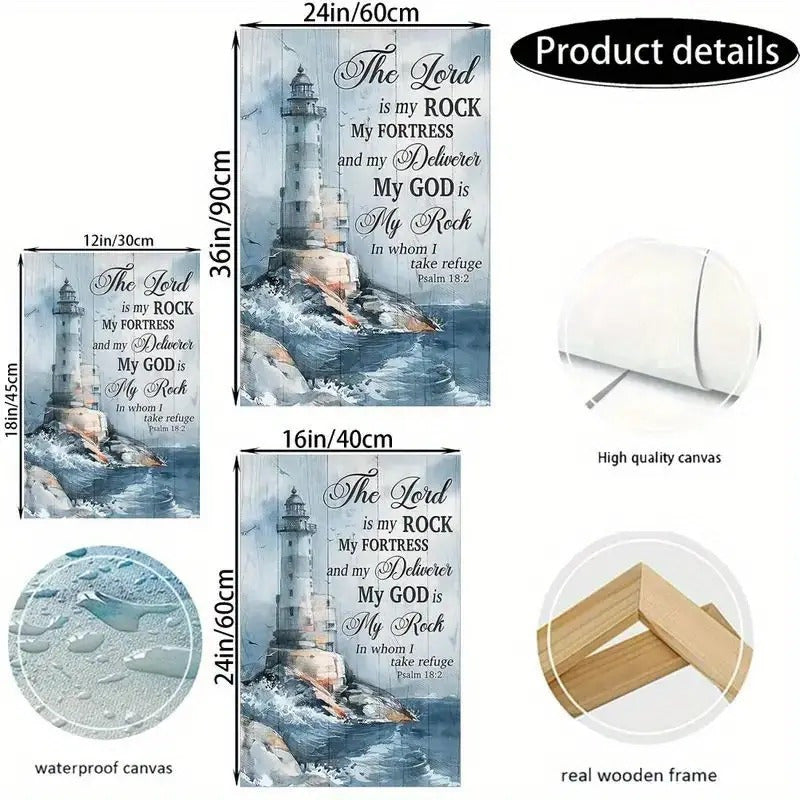 1 Piece Framed Canvas Poster, Modern Art Ocean Lighthouse Psalms Bible Quotes