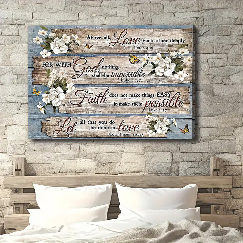 1pc Framed Inspirational Rustic Wall Art with Bible Verses